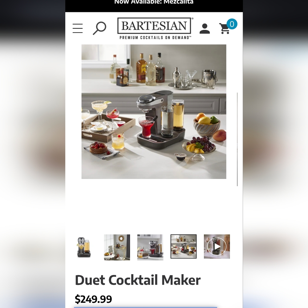 Bartesian duet cocktail maker *used like new* no pods included